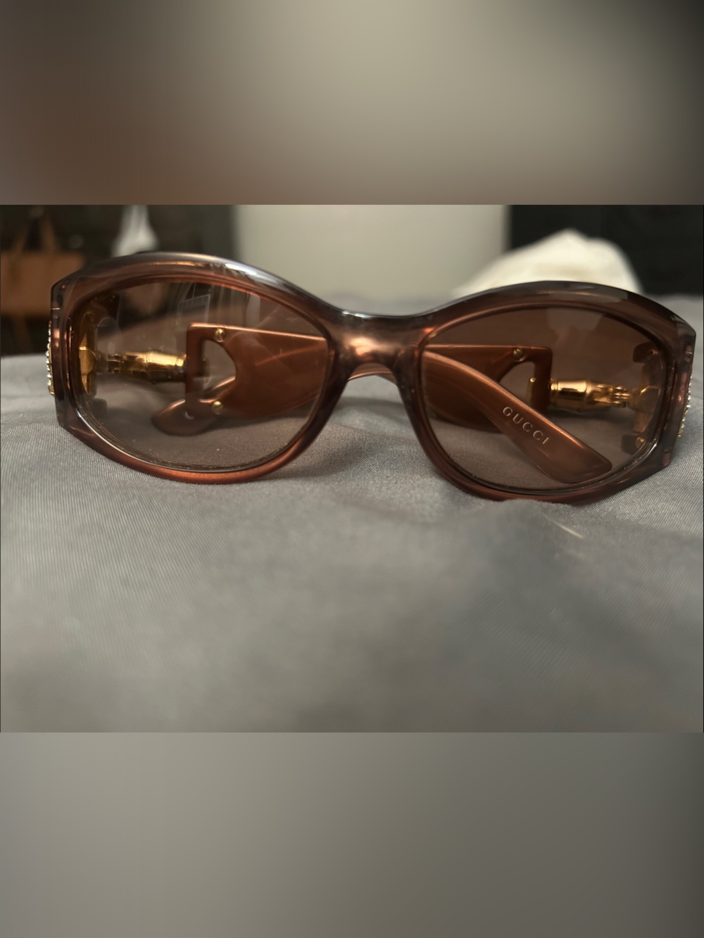 Gucci Brown Transparent Oversized Sunglasses